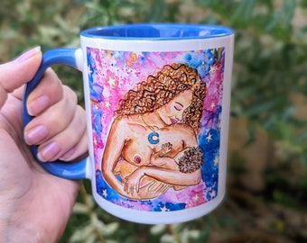 Breastfeeding Baby and Mother Mug | Birth Art | Doula Gift | Midwife | Pregnancy Mug | Birthworker | Mother's Day