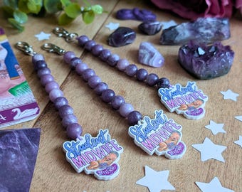 Student Midwife Dilation Beads Lepidolite | Clip on Bag or Lanyard | Student Midwife Gift Ideas | Crystal Cervical Dilation Study Tool