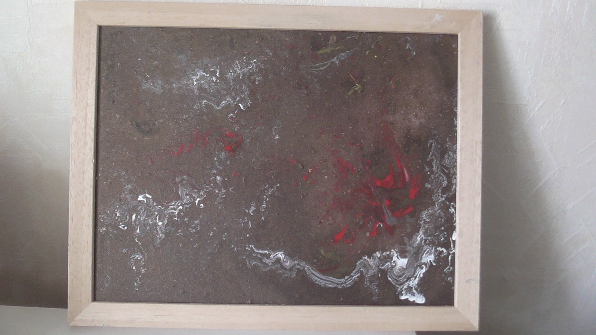 Peinture Acrylique sur Cadre Bois Pouring Art Tableau