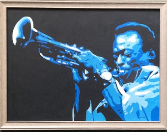 Peinture de Miles Davis. Pas une impression ! Je l'ai fait moi-même ! 17"X13" Livraison gratuite partout, honnêtement !!