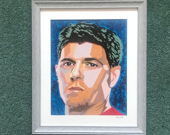 Steven Gerrard Painting. Not A Print! Oh No. 13"X11" Free Postage Anywhere on the Planet!