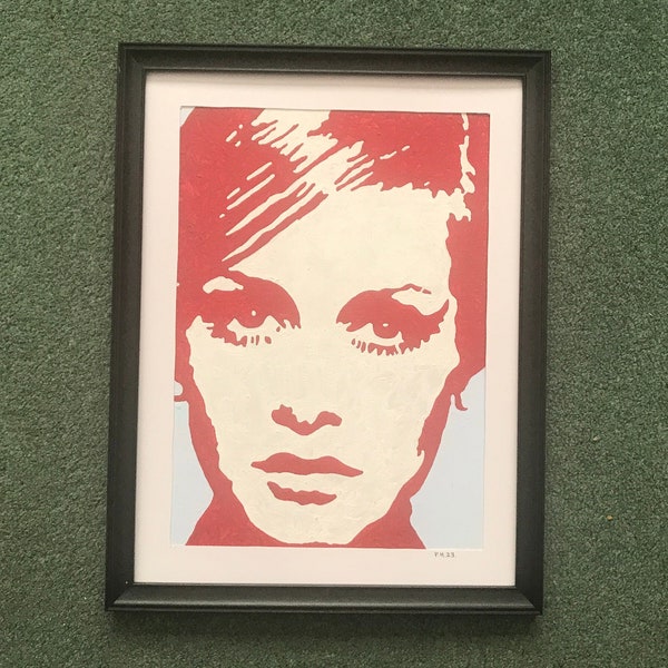 Twiggy Painting. Not A Print! Oh Dear Me No!! 13"X17" Framed. Free Postage To Anywhere On This Fair Planet!!