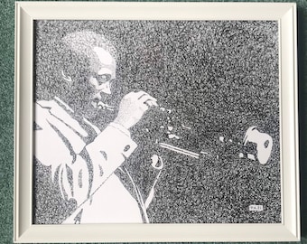 Étude à la plume et à l'encre de Miles Davis. Pas une impression, Pete Don't do prints ! 11 x 13 pouces frais de port gratuits partout dans le monde. Hourra