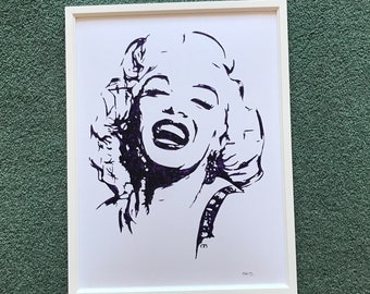 Marilyn Monroe Painting, 12"X17"  Not! a Print Oh No! Dun it Meself Honest!! Free Postage anywhere on the Globe! Hoorah!!