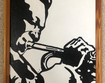 Tableau de Miles Davis. 13,5 x 15 pouces Ce n'est pas une impression ! C'est un produit unique ! Vous êtes plutôt bleu ? Non, car les frais de port sont gratuits partout ! Hourra !