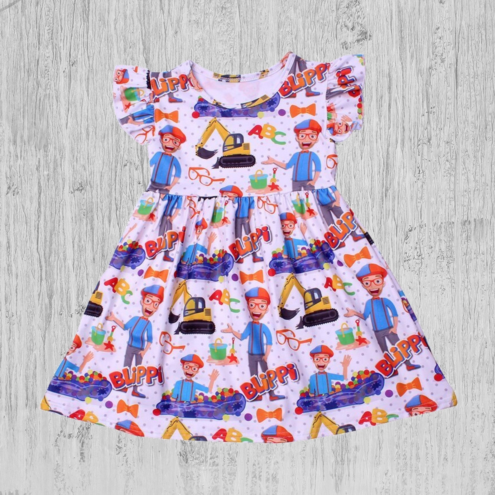 BLIPPI Girl Short Sleeves Dress BLIPPI Girl's Birthday Etsy