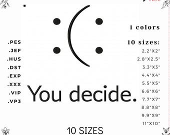 Smiley Face Embroidery Design – Motivational Line Art (PES DST JEF)