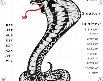 Cobra Snake Machine Embroidery Design (Digital Download)