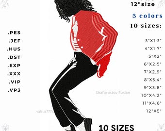 Pop Dance Silhouette Embroidery Design – Retro Performer Pose, 10 Sizes (Digital Download)