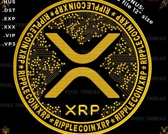 XRP Coin Embroidery Design, Circuit Pattern Machine Embroidery (Digital File)