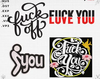 Obscene Words Machine Embroidery Design, 4 Designs (Digital Download)