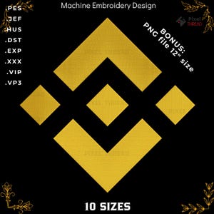 Diseño de bordado de la moneda BNB, archivo del logotipo de Binance (descarga digital)