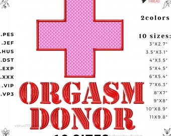 Orgasm Donor Embroidery Design: Funny Medical Cross Patch (PES JEF DST)