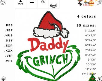 Daddy Grinch Machine Embroidery Design (Digital Download)