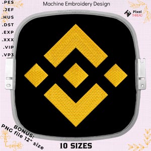 Crypto Coin Embroidery Design – Digital Currency Symbol, Blockchain Logo Style + 12" PNG Bonus