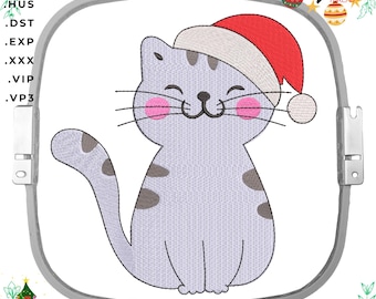 Laughing Christmas Cat machine embroidery design,  a gift for the whole family.