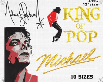 Michael Jackson King of Pop Embroidery Design Bundle (4 Designs) PNG Bonus