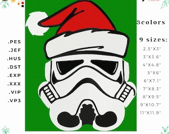 Clone trooper Merry Christmas embroidery design. Star Wars
