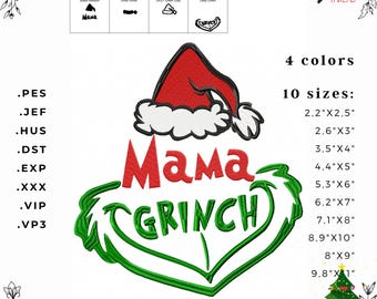 Mama Grinch Machine Embroidery Design (Digital Download)