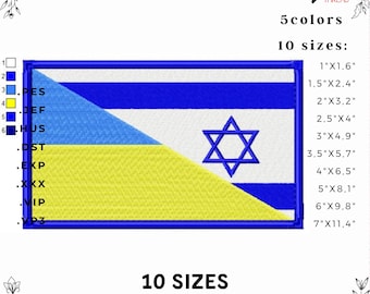 Ukraine Israel Flag Embroidery Design – Friendship Patch (Digital Download)