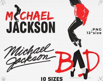 Michael Jackson BAD Embroidery Design Bundle – Pop Dance Style (4 Designs) PNG Bonus