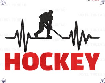 Disegno per ricamo a macchina "Battodo cardiaco da hockey" (10 misure)