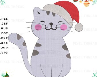 Christmas Cat Machine Embroidery Design (pes, jef, hus, dst, exp, xxx, vip, vp3)