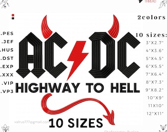 Rock Devil Font Embroidery Design, Lightning Bolt Gothic Lettering (Digital Download)