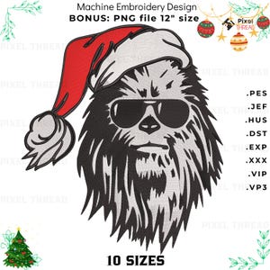 Christmas Chewbacca Machine Embroidery Design (Digital Download) 10 sizes pes dst vp3 hus jef exp vip