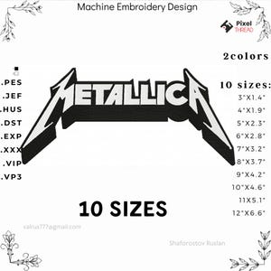 Heavy Metal Inspired Embroidery Design – Rock Band Fan Patch – Machine Embroidery File – pes jef dst xxx hus vip exp vp3 – 10 Sizes