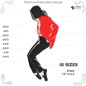 Diseño de bordado de silueta de baile pop – Pose de artista retro, 10 tamaños (Descarga digital)