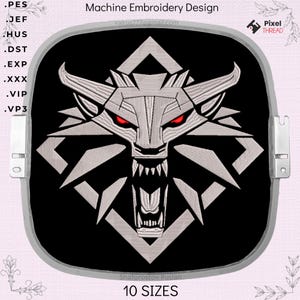 Witcher Wolf Machine Embroidery Design (Digital Download)