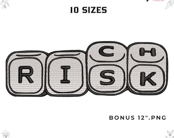 RISK Keyboard Key Embroidery Design, Motivational Streetwear Pattern (Digital Download)