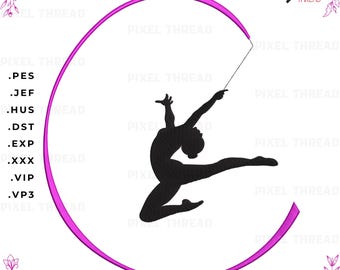 Rhythmic Gymnast Ribbon Machine Embroidery Design (10 Sizes)