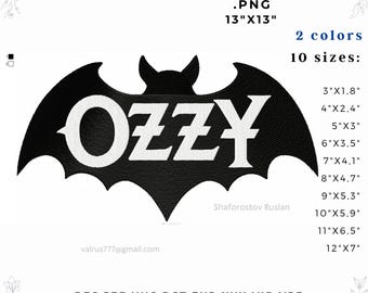 Bat Logo Embroidery Design with Text – Gothic Halloween Embroidery File + 13x13 PNG – 10 Sizes