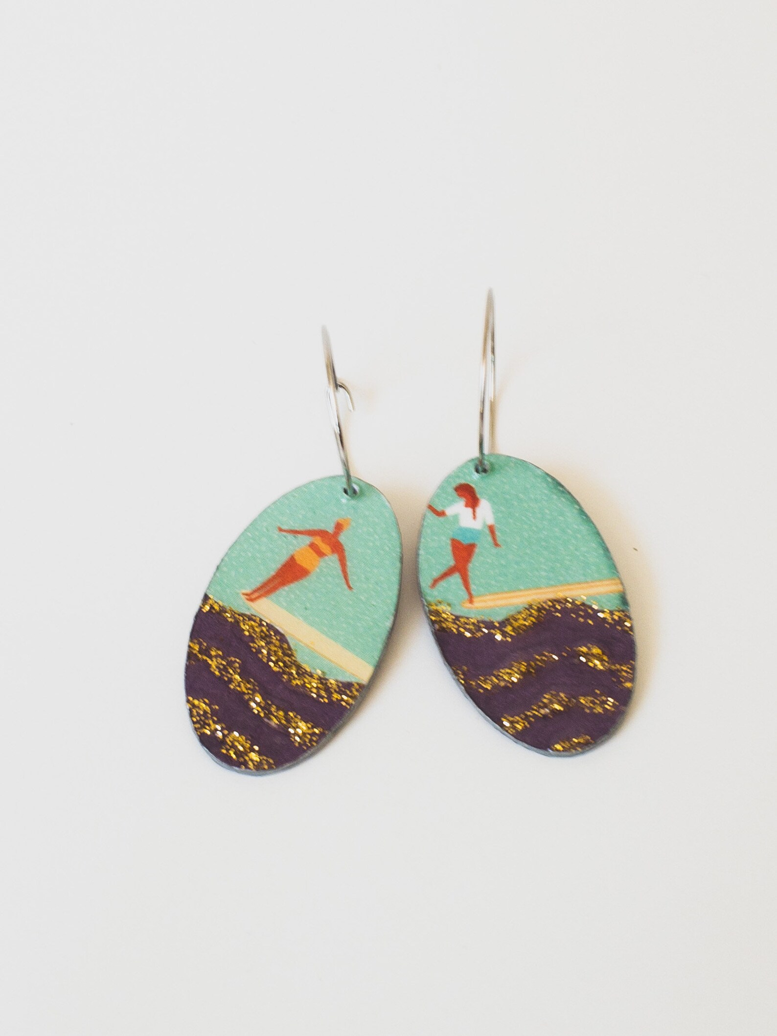 Handmade Surfer Girl Earrings in Purple Dangle Earrings Etsy UK