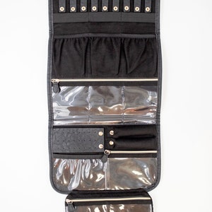 Vegan Leder Große Reise Schmuck Organizer Tasche - Schwarz