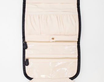 Vegan Leather Medium Travel Jewelry Organizer bag - BLACK
