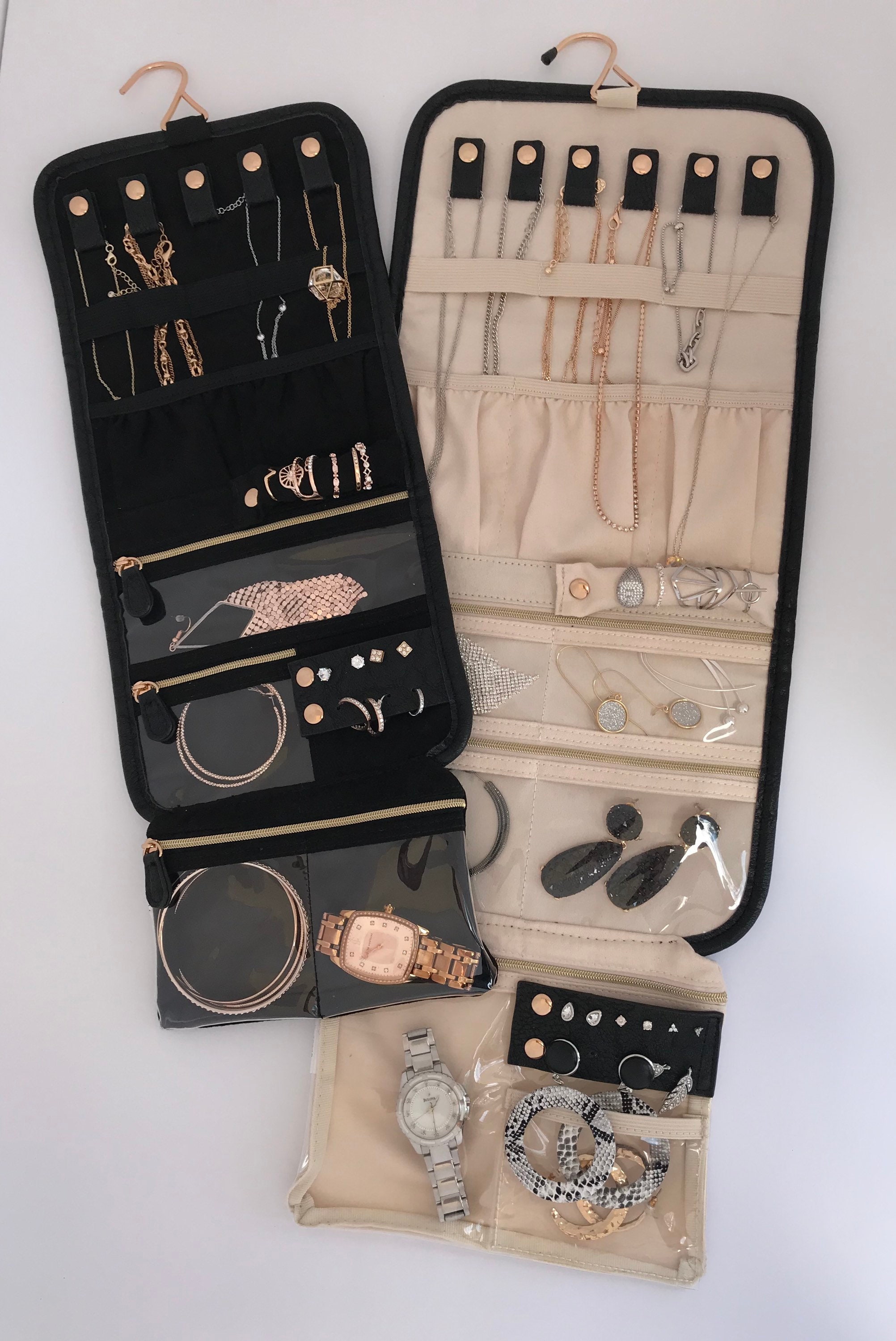 Vegan Leather Small Travel Jewelry Organizer Bag Black Etsy