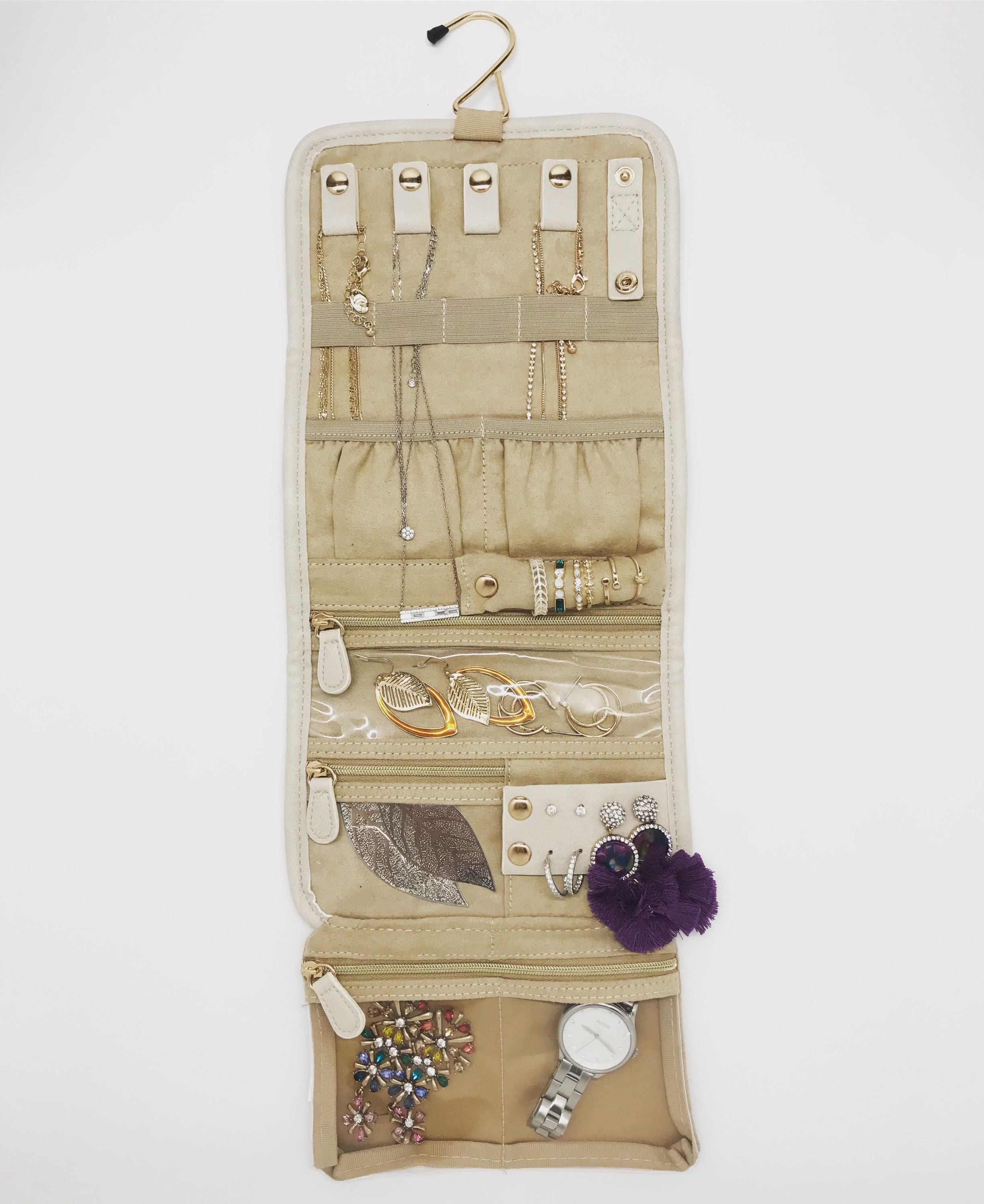 Vegan Leather Small Travel Jewelry Organizer Bag BEIGE Etsy