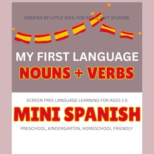 Spanish Verbs and Nouns Flashcards for Kids | Bilingual Printable | Montessori-Inspired Learning | Toddler and Preschool Educational Cards