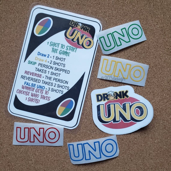 Download Drunk Uno Decals And Rule Card Only Uno Game Drinking Game Etsy