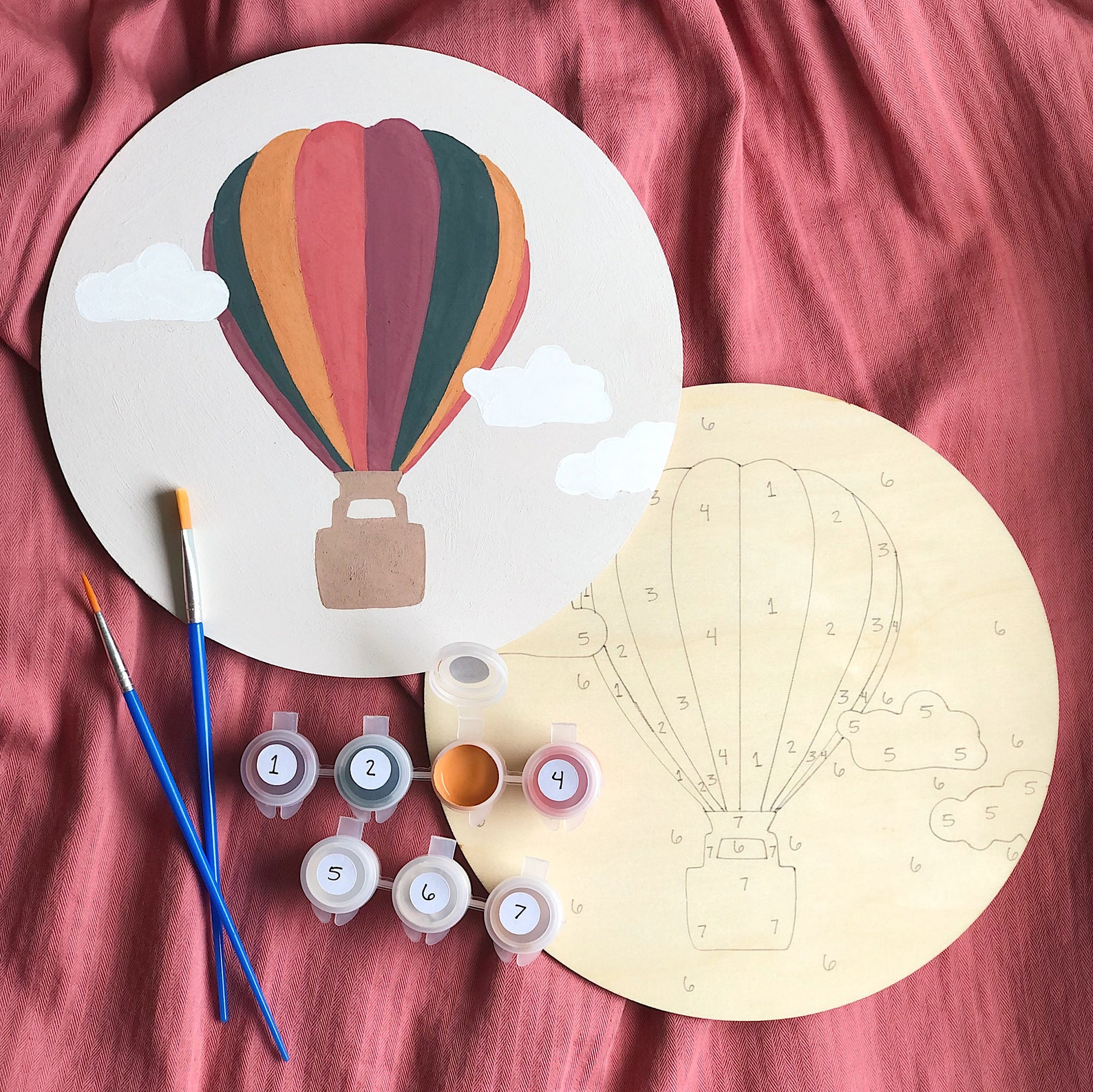 Hot Air Balloon Paint by numbers kit modern rainbow paint by Etsy