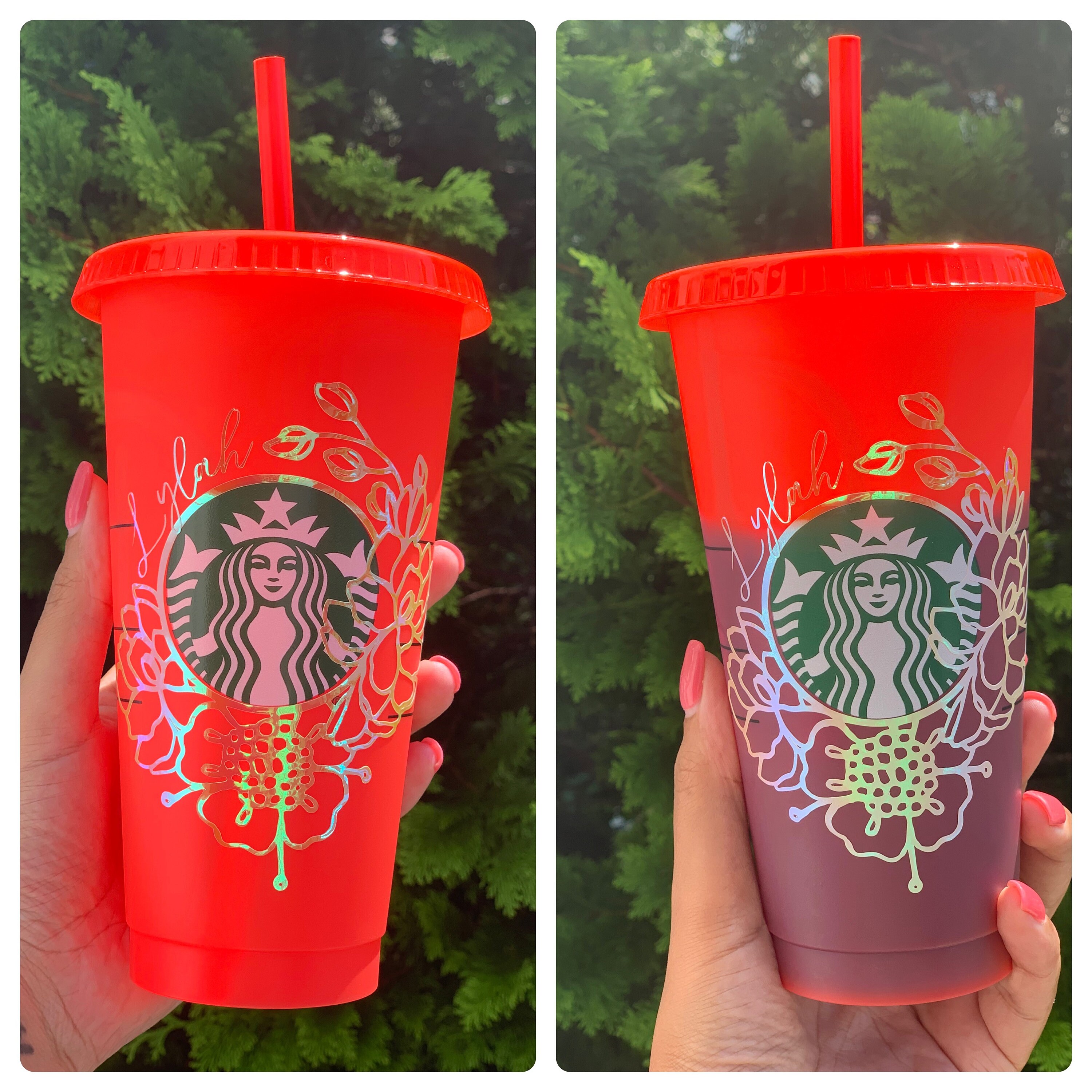 Limited Edition Color Changing Starbucks Cold Cup Floral Etsy