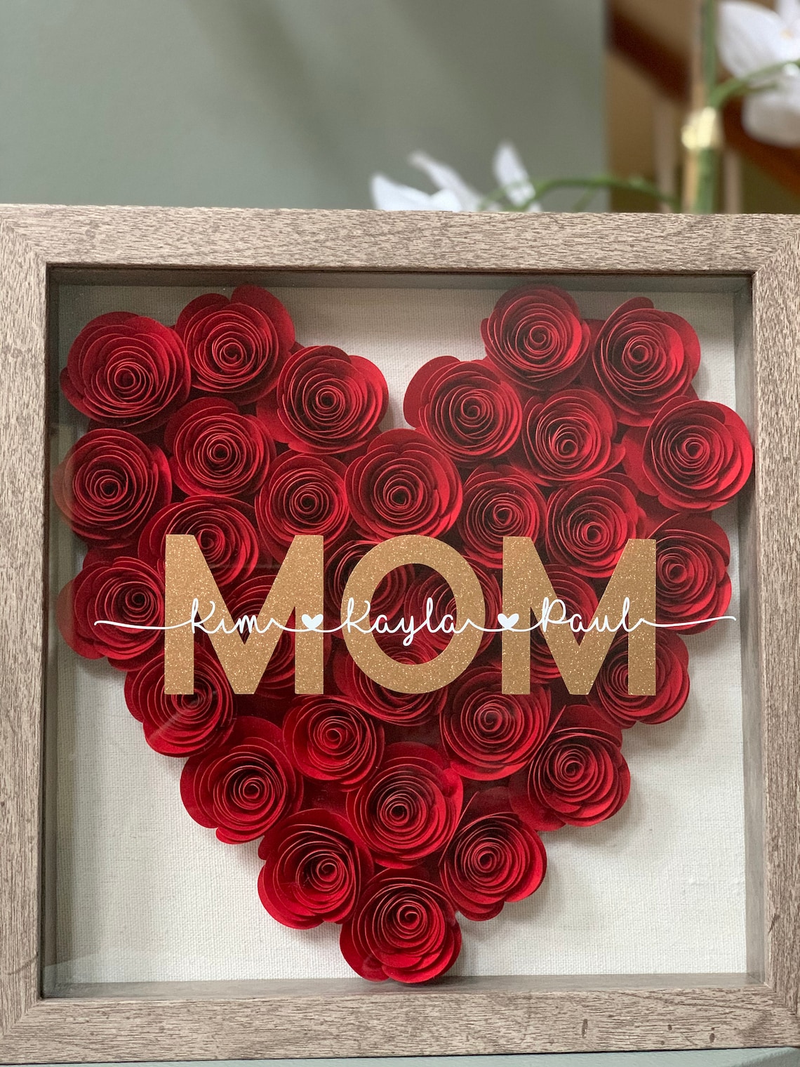 Mom Shadow Box Paper Flower Shadow Box Heart Shadow Box Mom | Etsy