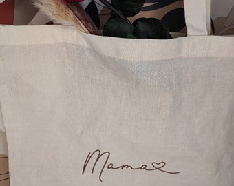 Borsa tote ricamata Mama | regalo di Natale personalizzato per la mamma