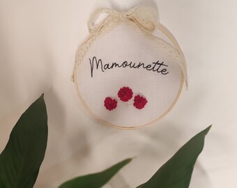 Cadre brodé personnalisable spécial fête des mères | tambour de broderie | Cadeau maman