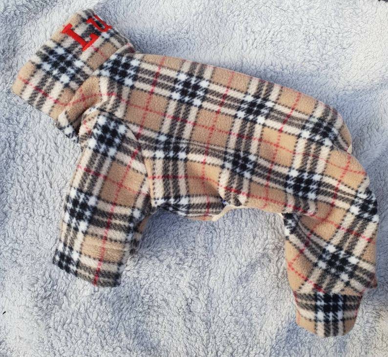 Dog Fleece Pajamas Pyjamas in a Cute Designer Plaid Tartan Etsy