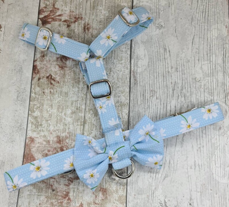 Light Blue Dog Harness in Daisy Sky Blue Floral Flower Fabric Etsy