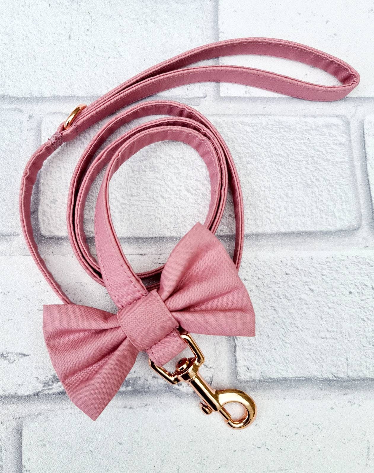 Girl Dog Leash Lead in Dusky Rose Pink with Cute Bow Etsy